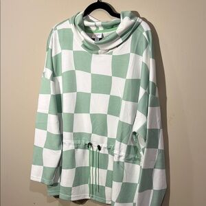 LuLaRoe Green and White Checkered Hoodie